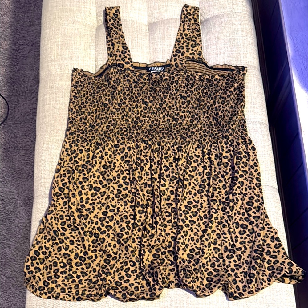Leopard Print Babydoll Top